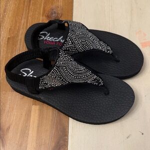 Skechers Black and Silver Women's Sandals